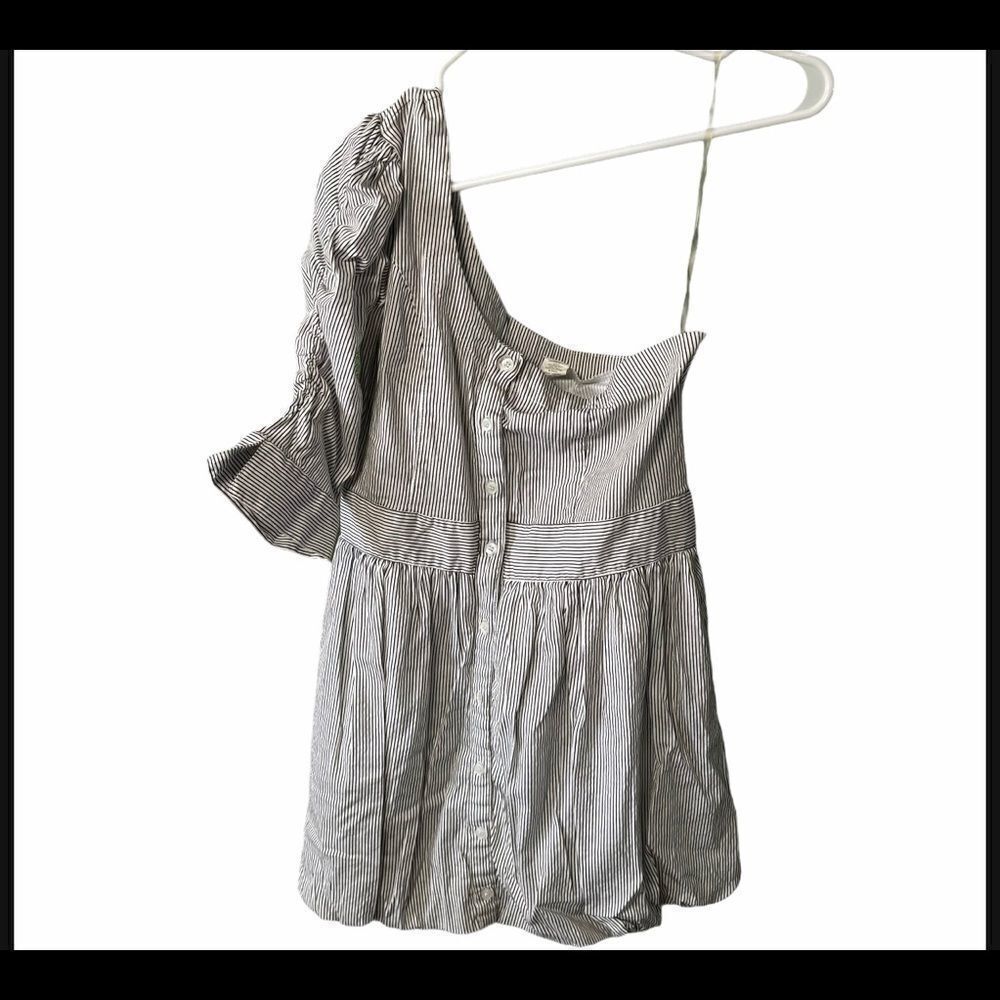 What’s hot stripped medium one shoulder blouse